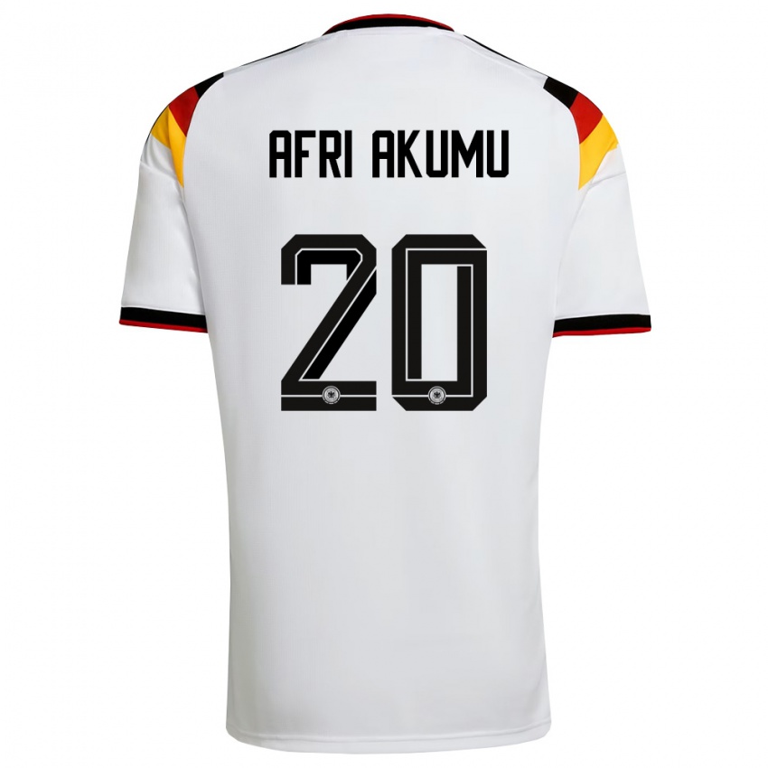 גברים גרמניה Maik Afri Akumu #20 לבן שחור אדום ג'רזי ביתית 26-28 חולצה קצרה