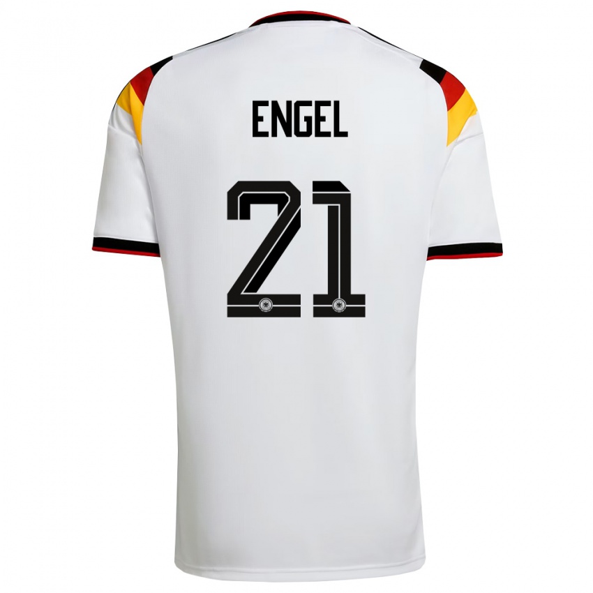 גברים גרמניה Oskar Engel #21 לבן שחור אדום ג'רזי ביתית 26-28 חולצה קצרה