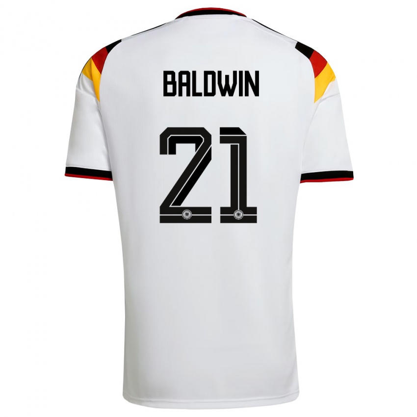 גברים גרמניה Kevin Baldwin #21 לבן שחור אדום ג'רזי ביתית 26-28 חולצה קצרה