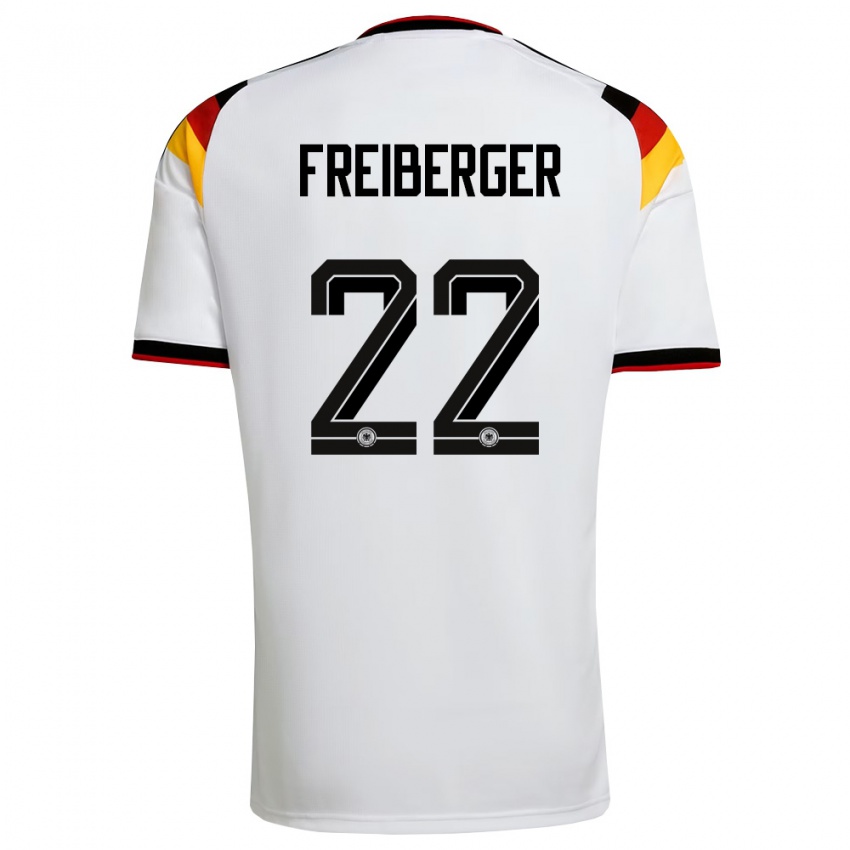 גברים גרמניה Benjamin Freiberger #22 לבן שחור אדום ג'רזי ביתית 26-28 חולצה קצרה