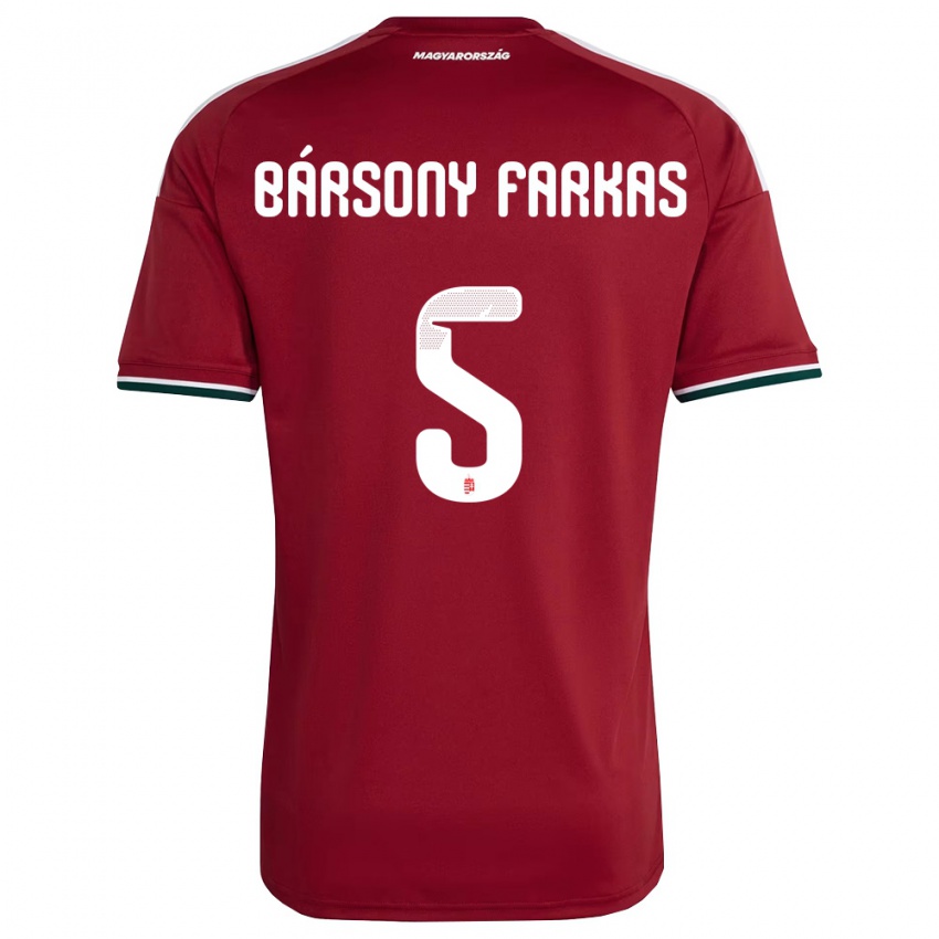גברים הונגריה Dániel Bársony Farkas #5 אדום ירוק לבן ג'רזי ביתית 26-28 חולצה קצרה