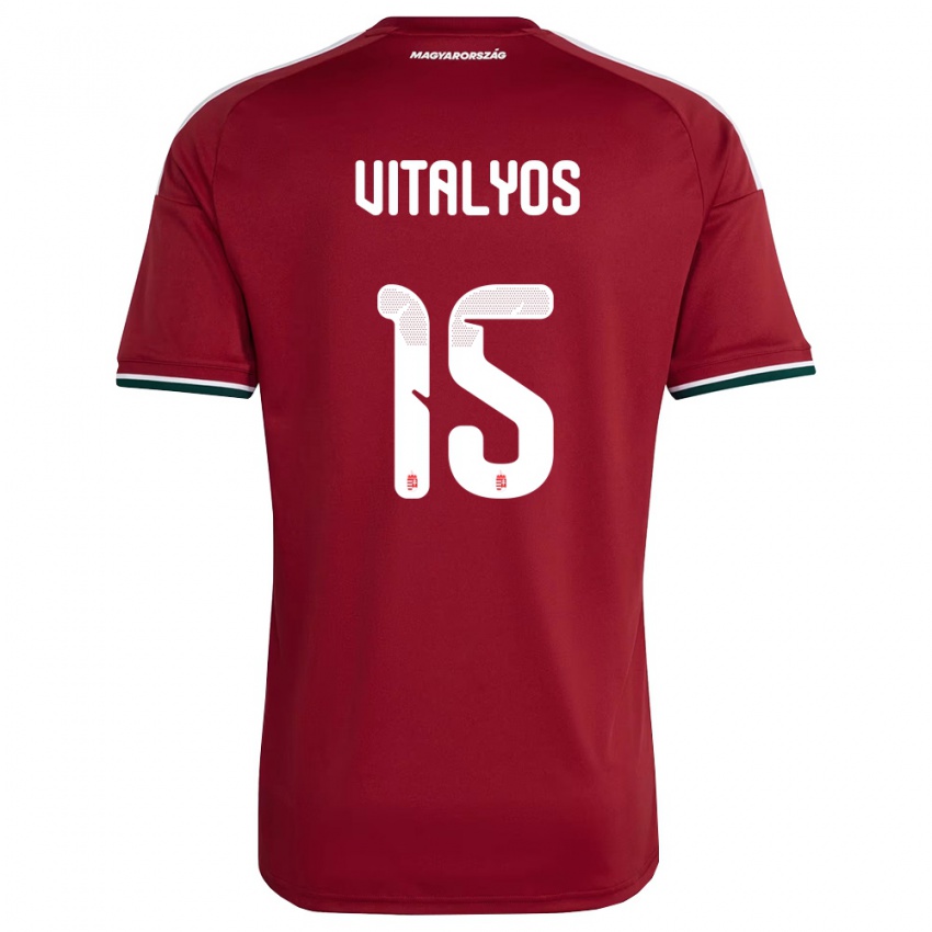 גברים הונגריה Viktor Vitályos #15 אדום ירוק לבן ג'רזי ביתית 26-28 חולצה קצרה