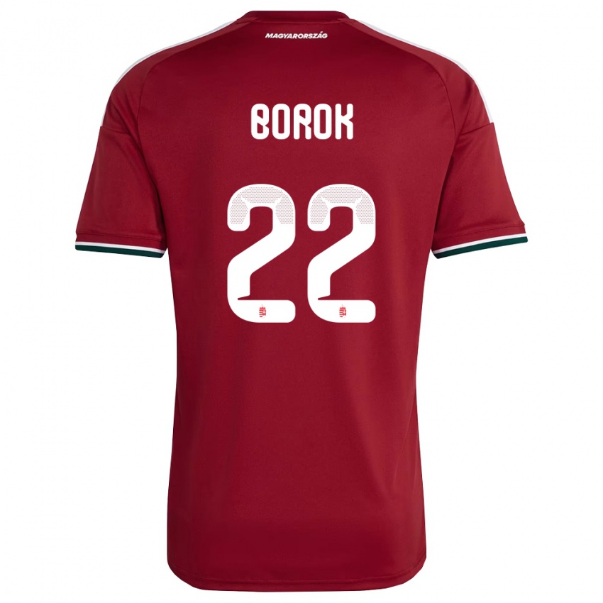 גברים הונגריה Dorina Borók #22 אדום ירוק לבן ג'רזי ביתית 26-28 חולצה קצרה