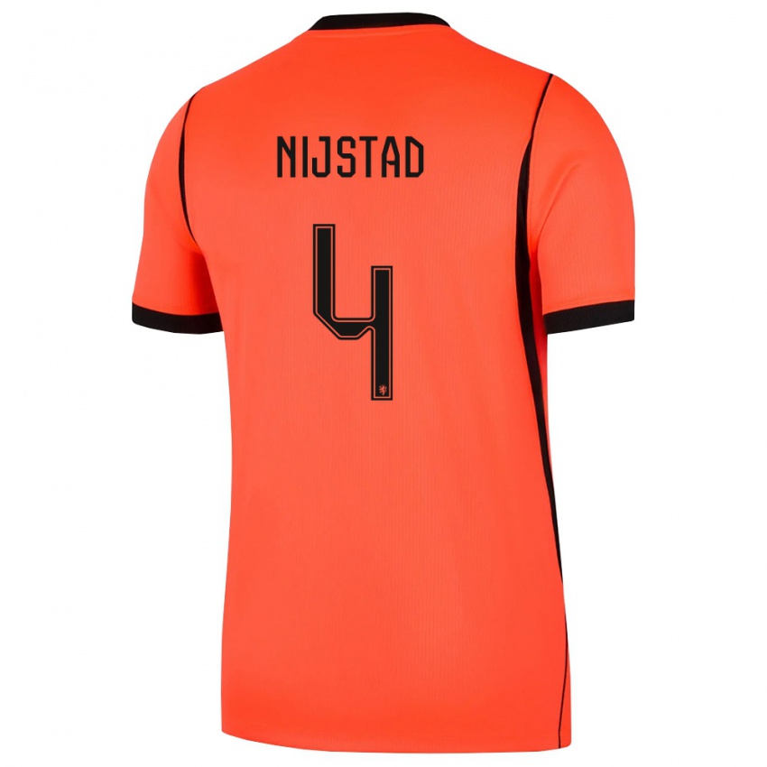 גברים הולנד Ruud Nijstad #4 כתום שחור ג'רזי ביתית 26-28 חולצה קצרה