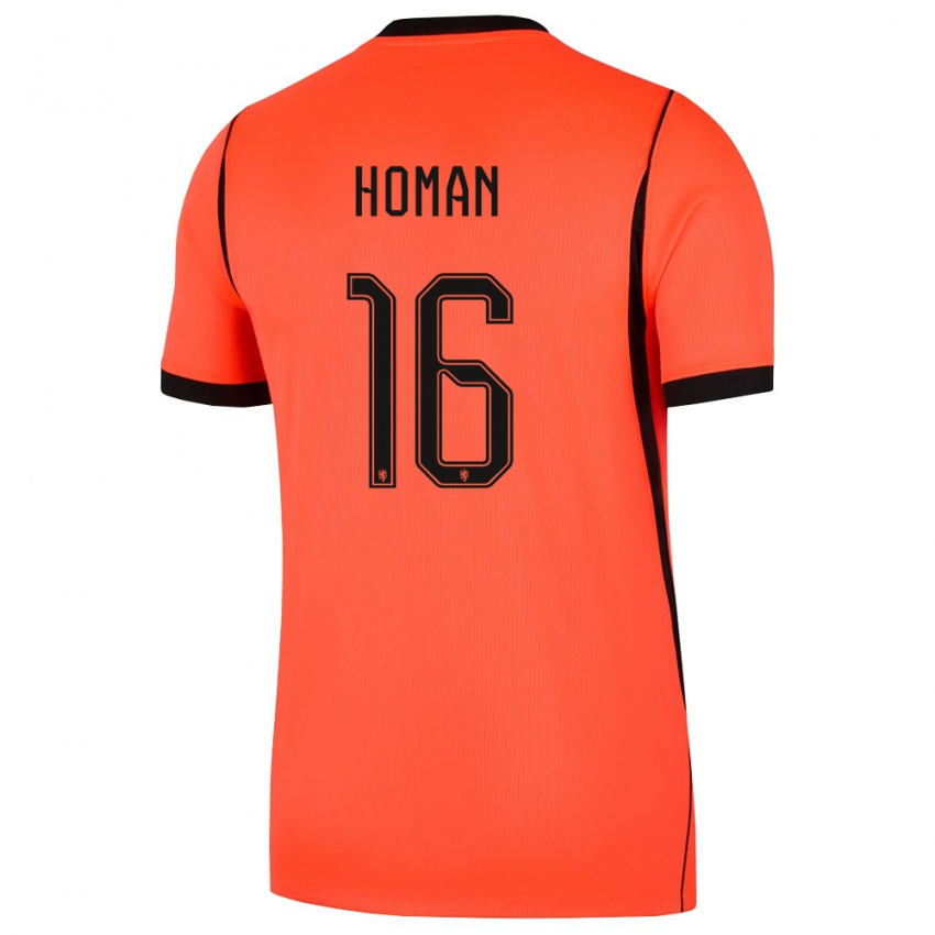 גברים הולנד Nick Homan #16 כתום שחור ג'רזי ביתית 26-28 חולצה קצרה