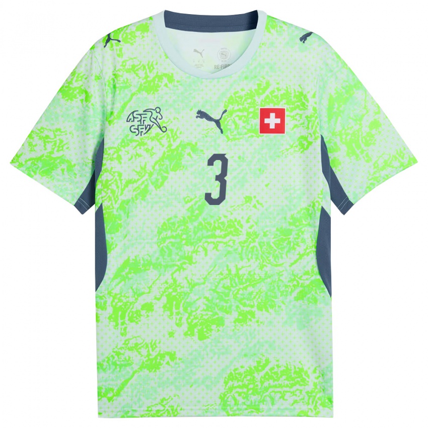 גברים שווייץ סילבן וידמר #3 ירוק כהה הרחק ג'רזי 26-28 חולצה קצרה