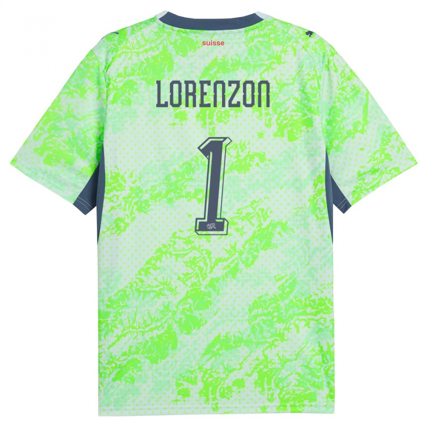 גברים שווייץ Lucas Lorenzon #1 ירוק כהה הרחק ג'רזי 26-28 חולצה קצרה