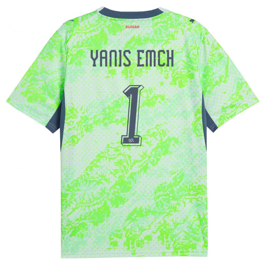 גברים שווייץ Yanis Emch #1 ירוק כהה הרחק ג'רזי 26-28 חולצה קצרה