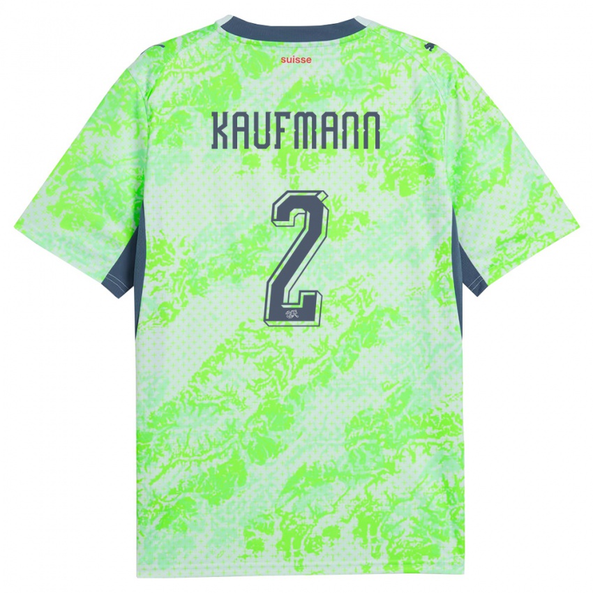 גברים שווייץ דריו קאופמן #2 ירוק כהה הרחק ג'רזי 26-28 חולצה קצרה