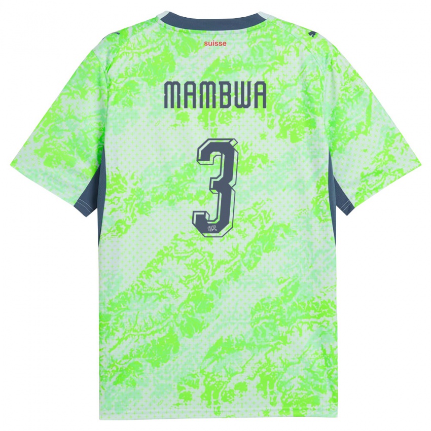 גברים שווייץ Olivier Mambwa #3 ירוק כהה הרחק ג'רזי 26-28 חולצה קצרה