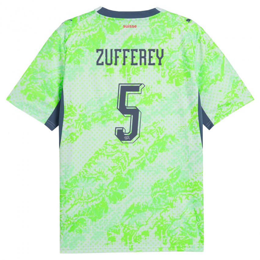גברים שווייץ Gil Zufferey #5 ירוק כהה הרחק ג'רזי 26-28 חולצה קצרה