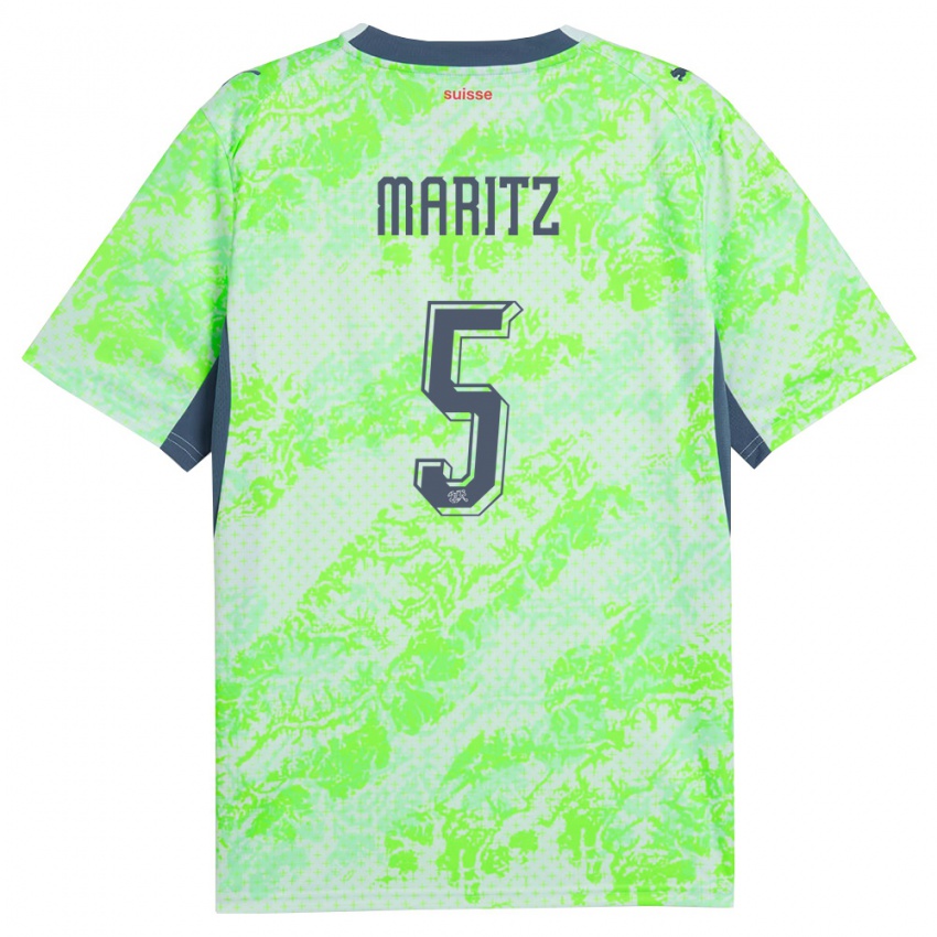 גברים שווייץ נואל מאריץ #5 ירוק כהה הרחק ג'רזי 26-28 חולצה קצרה
