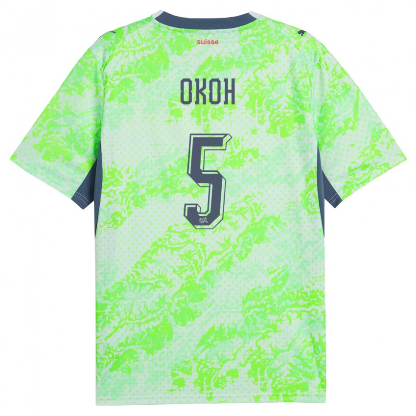 גברים שווייץ בריאן אוקו #5 ירוק כהה הרחק ג'רזי 26-28 חולצה קצרה
