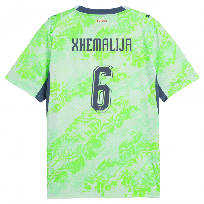 גברים שווייץ Demir Xhemalija #6 ירוק כהה הרחק ג'רזי 26-28 חולצה קצרה