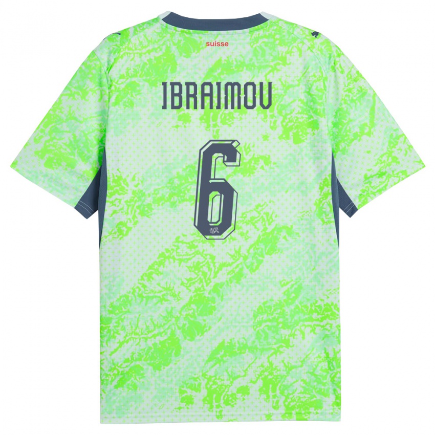 גברים שווייץ Leonit Ibraimov #6 ירוק כהה הרחק ג'רזי 26-28 חולצה קצרה