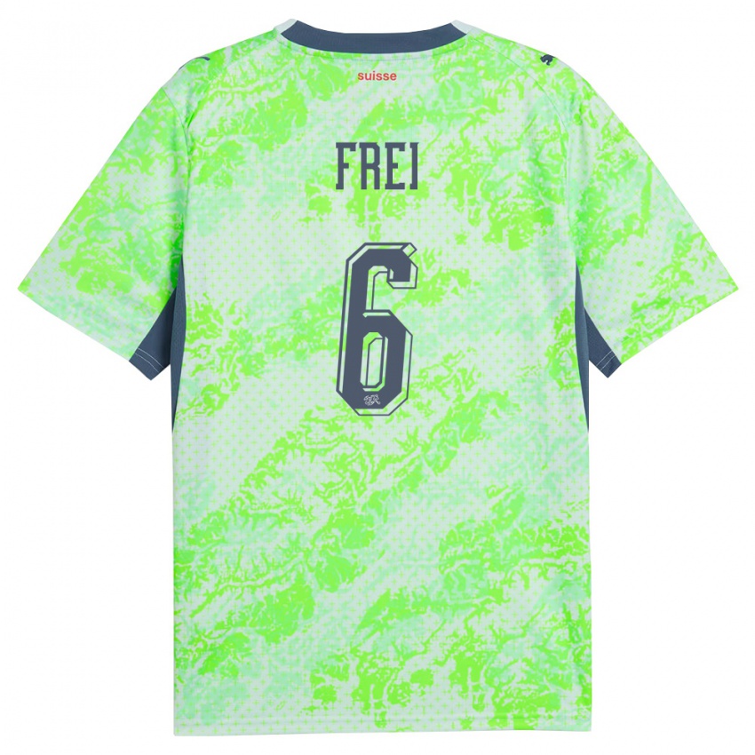 גברים שווייץ פביאן פריי #6 ירוק כהה הרחק ג'רזי 26-28 חולצה קצרה