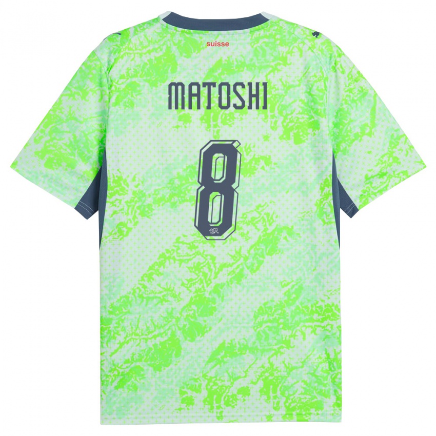 גברים שווייץ ואלמיר מטושי #8 ירוק כהה הרחק ג'רזי 26-28 חולצה קצרה