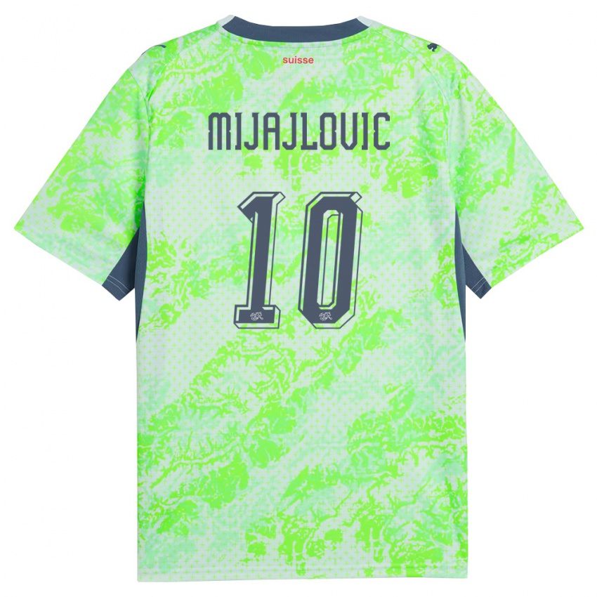 גברים שווייץ Mladen Mijajlovic #10 ירוק כהה הרחק ג'רזי 26-28 חולצה קצרה