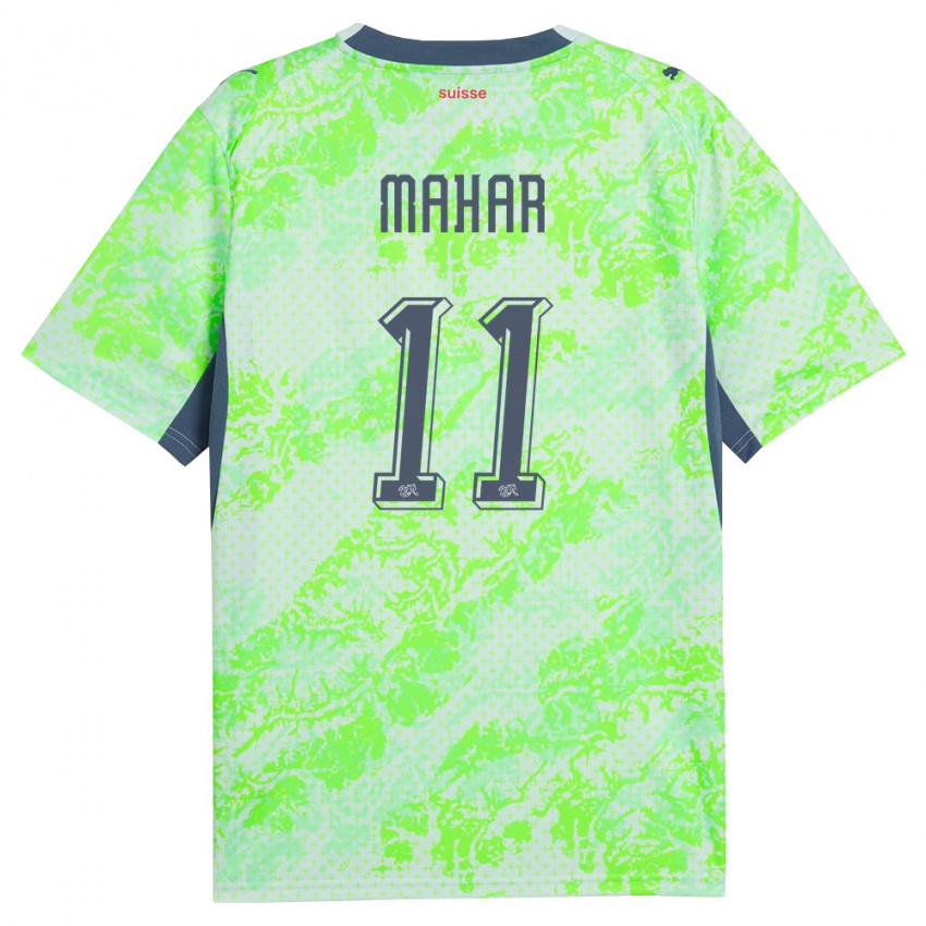 גברים שווייץ Sajawal Mahar #11 ירוק כהה הרחק ג'רזי 26-28 חולצה קצרה