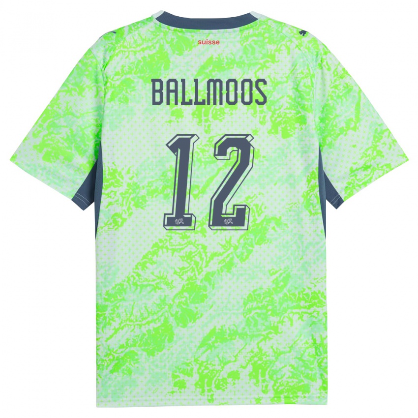 גברים שווייץ דויד פון באלמוס #12 ירוק כהה הרחק ג'רזי 26-28 חולצה קצרה