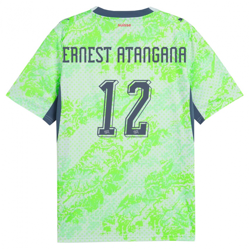 גברים שווייץ בריאן ארנסט אטנגנה #12 ירוק כהה הרחק ג'רזי 26-28 חולצה קצרה