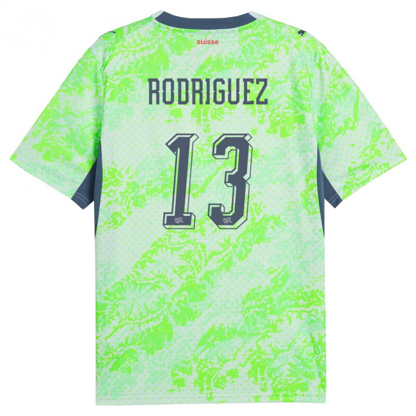 גברים שווייץ ריקרדו רודריגז #13 ירוק כהה הרחק ג'רזי 26-28 חולצה קצרה