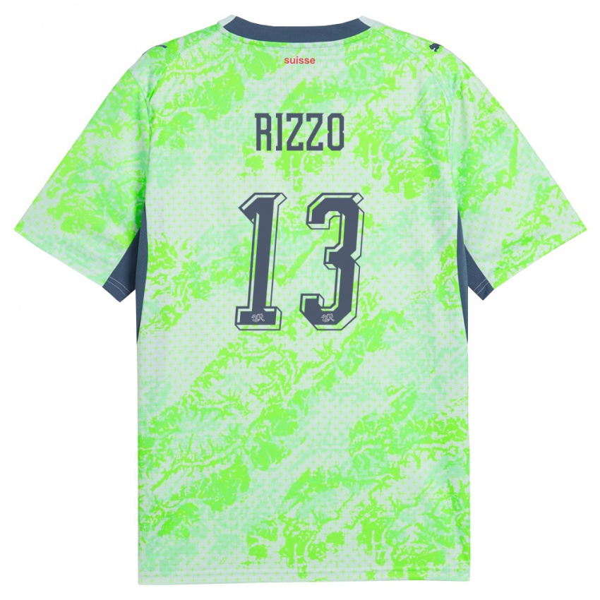 גברים שווייץ Mattia Rizzo #13 ירוק כהה הרחק ג'רזי 26-28 חולצה קצרה
