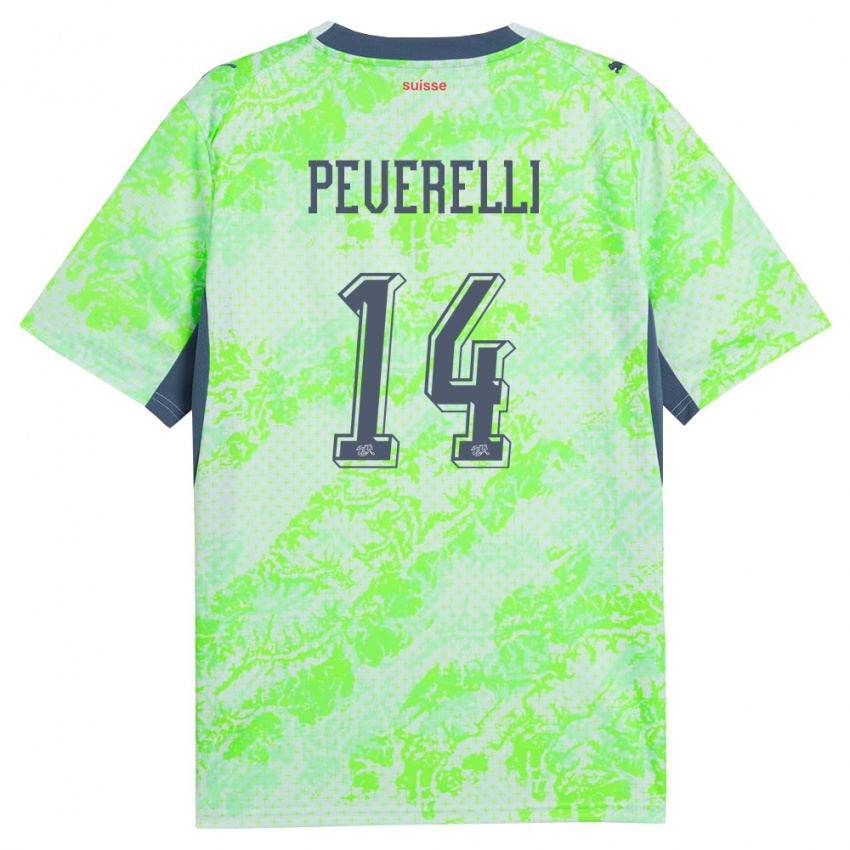 גברים שווייץ Yuri Peverelli #14 ירוק כהה הרחק ג'רזי 26-28 חולצה קצרה