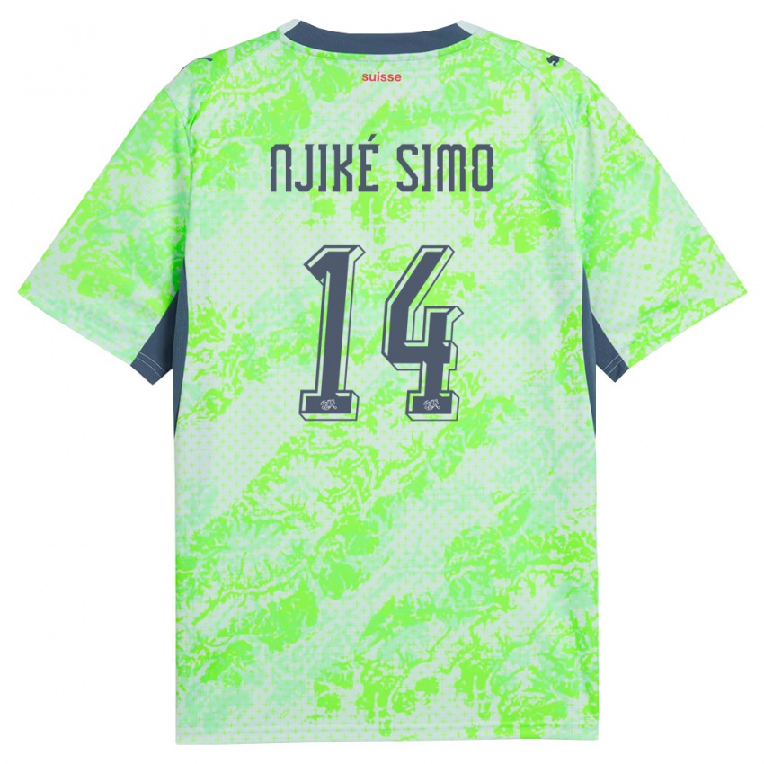 גברים שווייץ Jarell Njiké Simo #14 ירוק כהה הרחק ג'רזי 26-28 חולצה קצרה