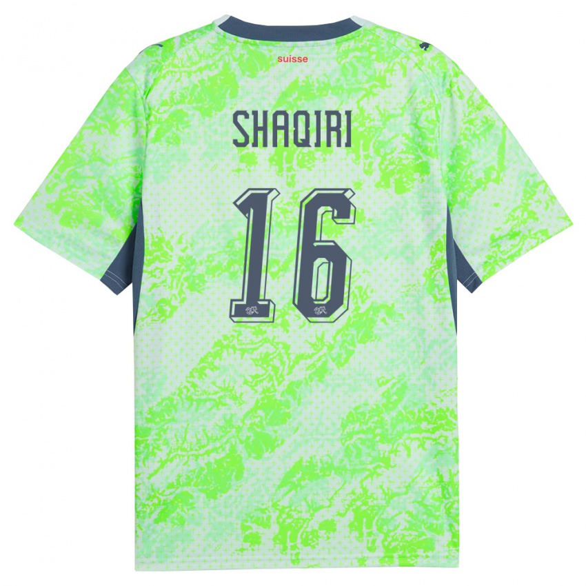 גברים שווייץ Ilham Shaqiri #16 ירוק כהה הרחק ג'רזי 26-28 חולצה קצרה