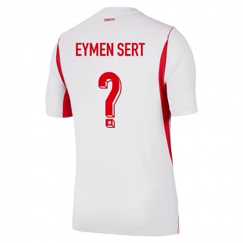 גברים טורקיה Ahmet Eymen Sert #0 לבן בורדו אדום הרחק ג'רזי 26-28 חולצה קצרה