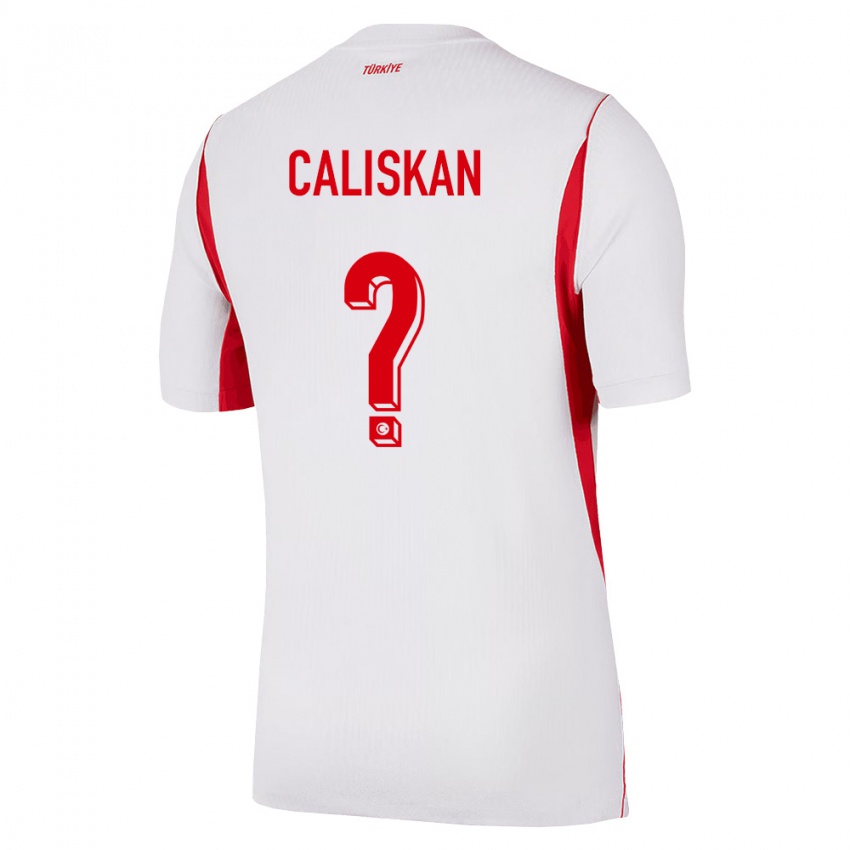 גברים טורקיה Enes Caliskan #0 לבן בורדו אדום הרחק ג'רזי 26-28 חולצה קצרה