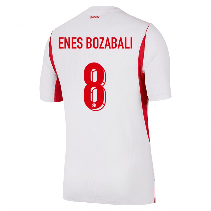 גברים טורקיה Mustafa Enes Bozabalı #8 לבן בורדו אדום הרחק ג'רזי 26-28 חולצה קצרה