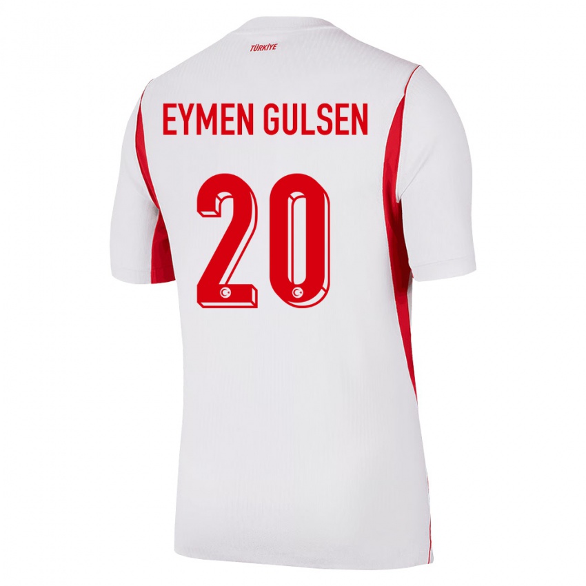 גברים טורקיה Ahmet Eymen Gülşen #20 לבן בורדו אדום הרחק ג'רזי 26-28 חולצה קצרה