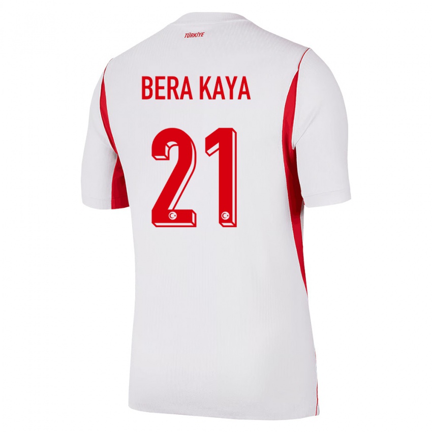 גברים טורקיה Furkan Bera Kaya #21 לבן בורדו אדום הרחק ג'רזי 26-28 חולצה קצרה
