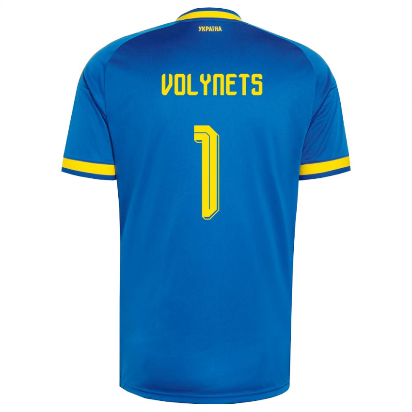 גברים אוקראינה Yevgen Volynets #1 כחול צהוב כהה הרחק ג'רזי 26-28 חולצה קצרה