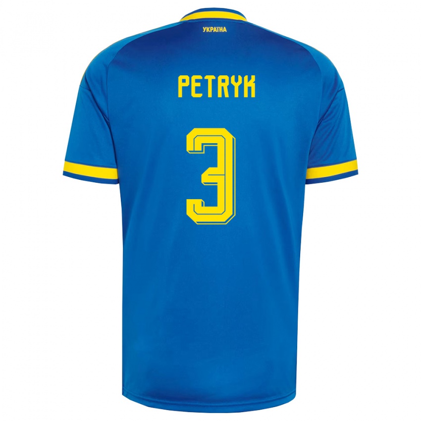 גברים אוקראינה Anna Petryk #3 כחול צהוב כהה הרחק ג'רזי 26-28 חולצה קצרה