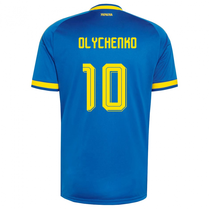 גברים אוקראינה Bogdan Olychenko #10 כחול צהוב כהה הרחק ג'רזי 26-28 חולצה קצרה