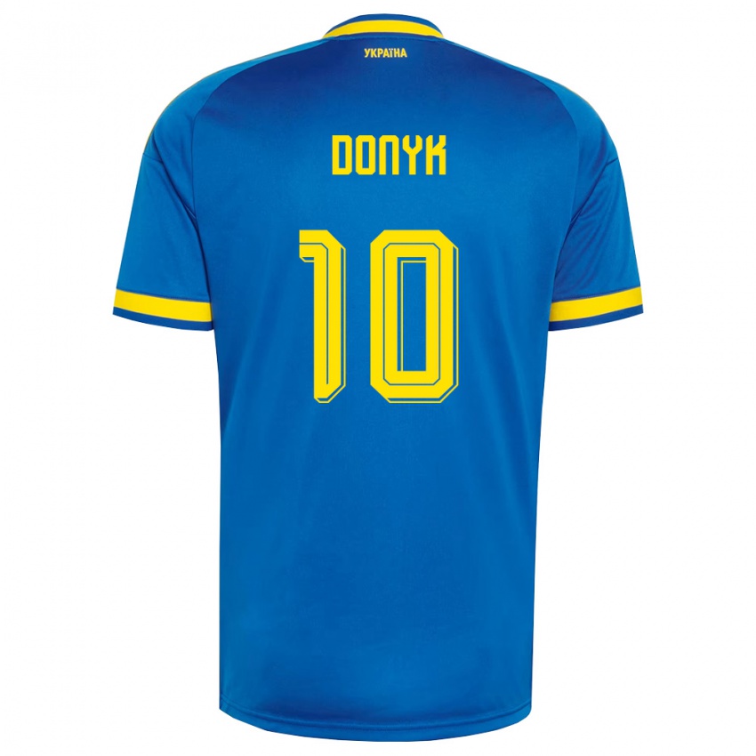 גברים אוקראינה Myroslav Donyk #10 כחול צהוב כהה הרחק ג'רזי 26-28 חולצה קצרה