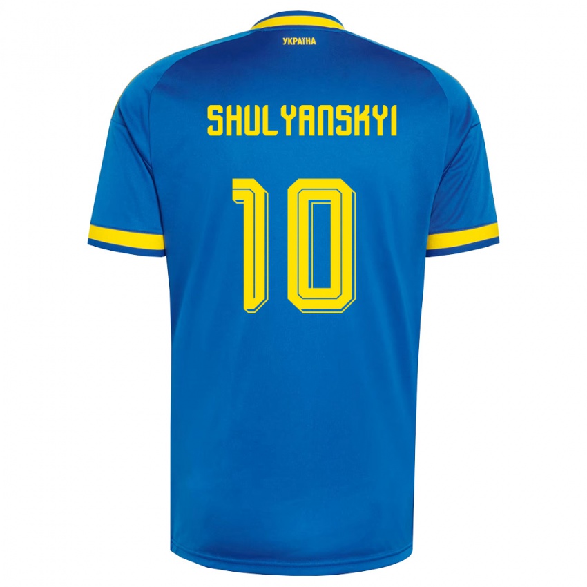 גברים אוקראינה Artem Shulyanskyi #10 כחול צהוב כהה הרחק ג'רזי 26-28 חולצה קצרה