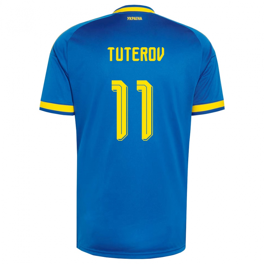 גברים אוקראינה Timur Tuterov #11 כחול צהוב כהה הרחק ג'רזי 26-28 חולצה קצרה