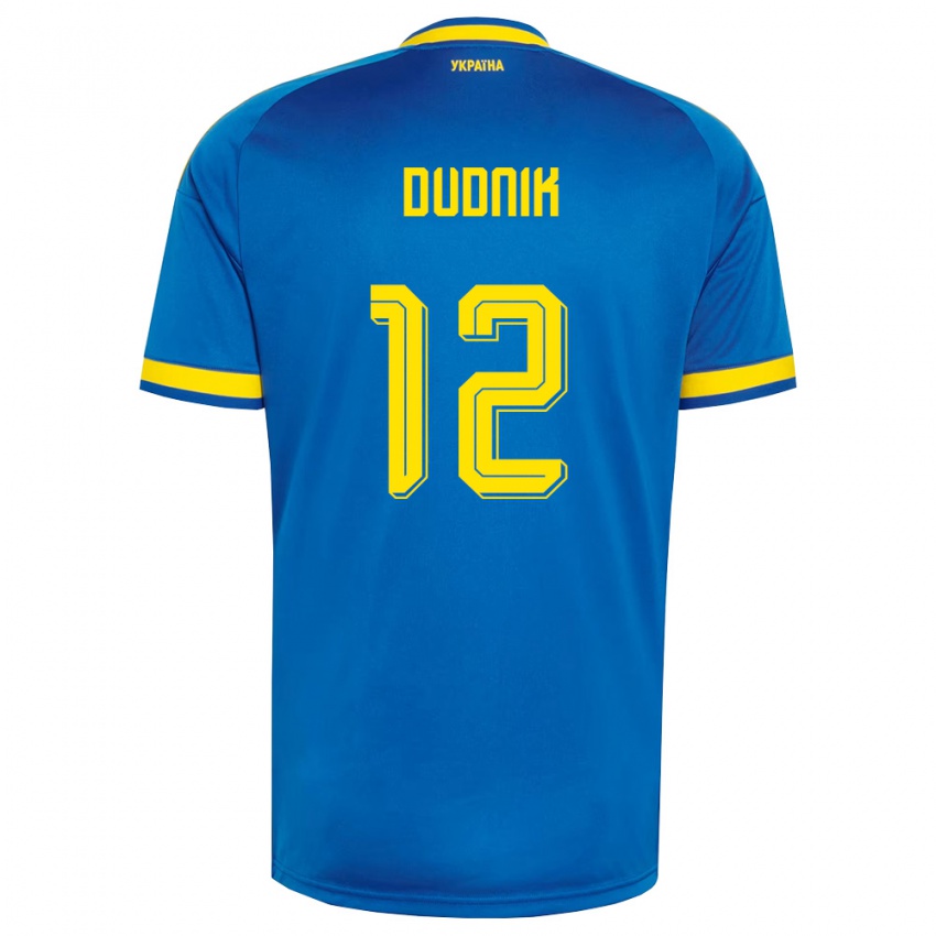 גברים אוקראינה Marina Dudnik #12 כחול צהוב כהה הרחק ג'רזי 26-28 חולצה קצרה