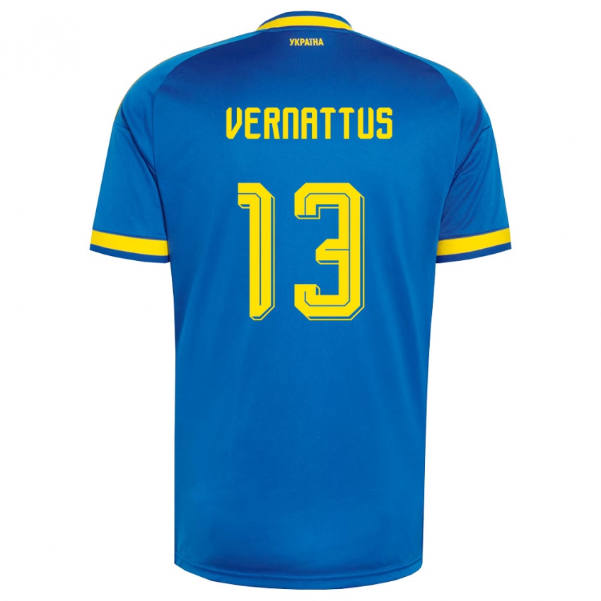 גברים אוקראינה Daniel Vernattus #13 כחול צהוב כהה הרחק ג'רזי 26-28 חולצה קצרה