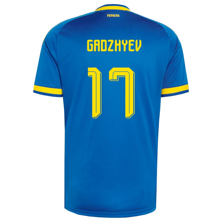 גברים אוקראינה Ramik Gadzhyev #17 כחול צהוב כהה הרחק ג'רזי 26-28 חולצה קצרה
