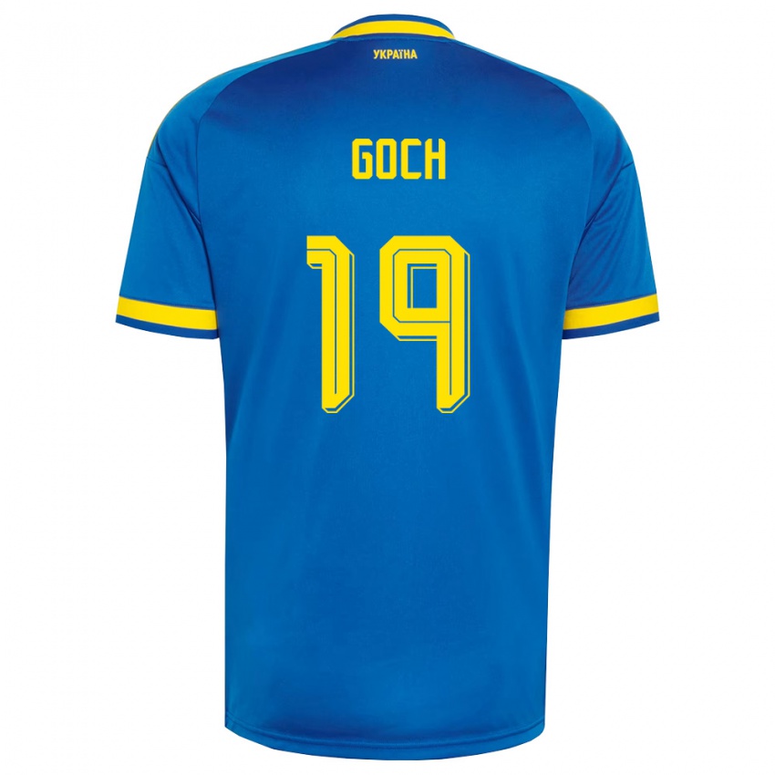 גברים אוקראינה Oleksandr Goch #19 כחול צהוב כהה הרחק ג'רזי 26-28 חולצה קצרה