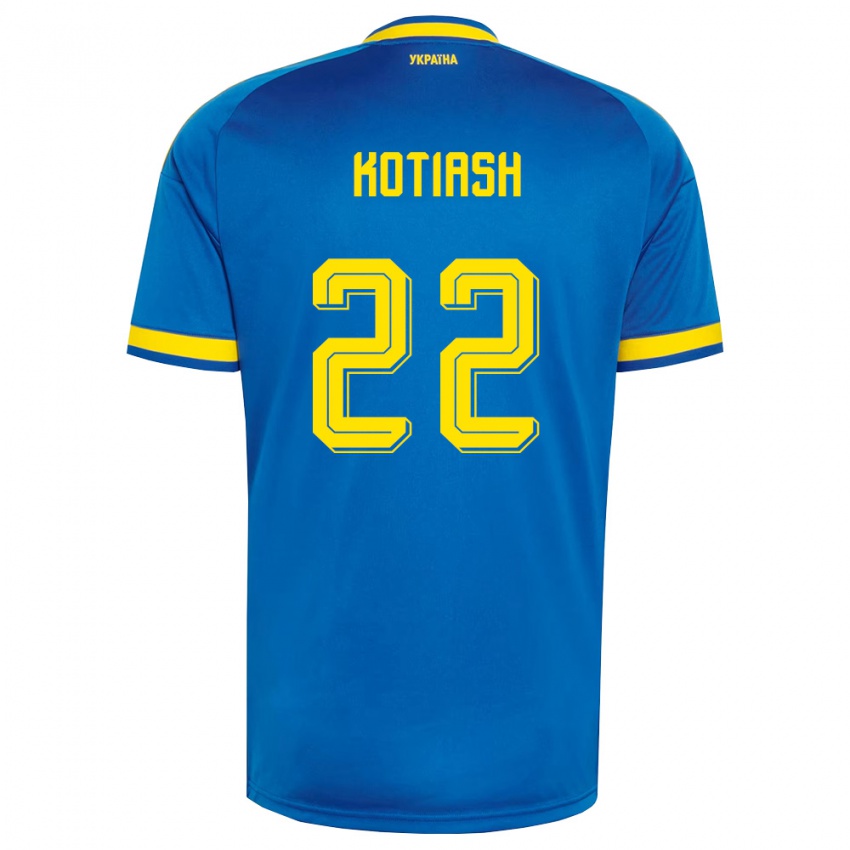 גברים אוקראינה Iryna Kotiash #22 כחול צהוב כהה הרחק ג'רזי 26-28 חולצה קצרה