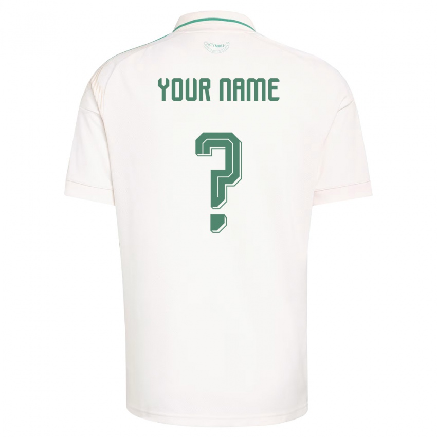 גברים ויילס השם שלך #0 לבן חום ירוק הרחק ג'רזי 26-28 חולצה קצרה