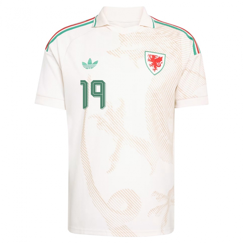 גברים ויילס יפת מפאדי #19 לבן חום ירוק הרחק ג'רזי 26-28 חולצה קצרה