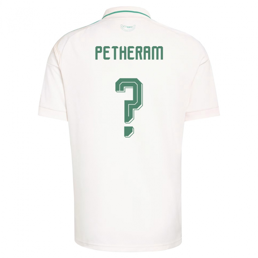 גברים ויילס Jonathan Petheram #0 לבן חום ירוק הרחק ג'רזי 26-28 חולצה קצרה