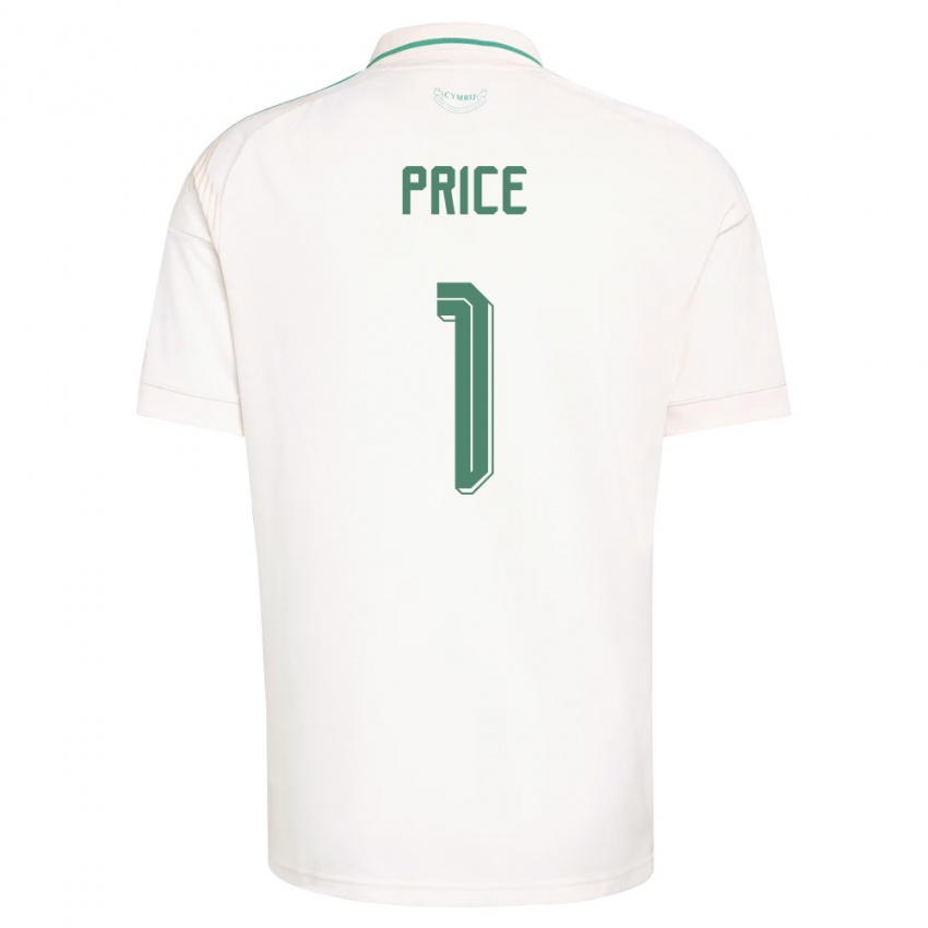 גברים ויילס ג'ו פרייס #1 לבן חום ירוק הרחק ג'רזי 26-28 חולצה קצרה